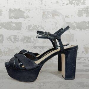 Schutz Keefa Platform Black Suede Sandal Size 7.5